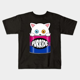 Funny White Cat Bisexual Pride Kids T-Shirt